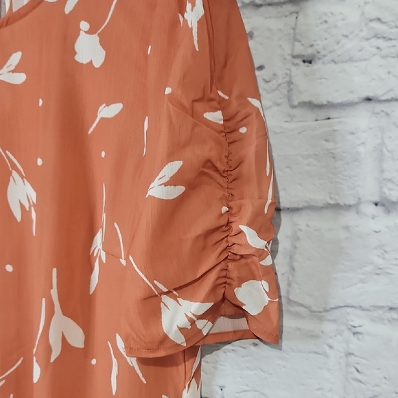 Allegra K Terracotta Floral Blouse - Picture 2 of 6